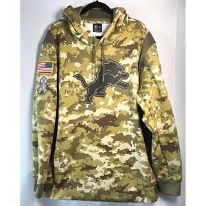 Nike NFL Onfield Apparel Detroit Lions Camo Hoodie XXL